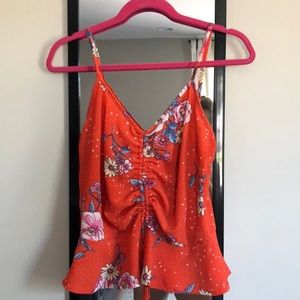 Orange floral cropped top